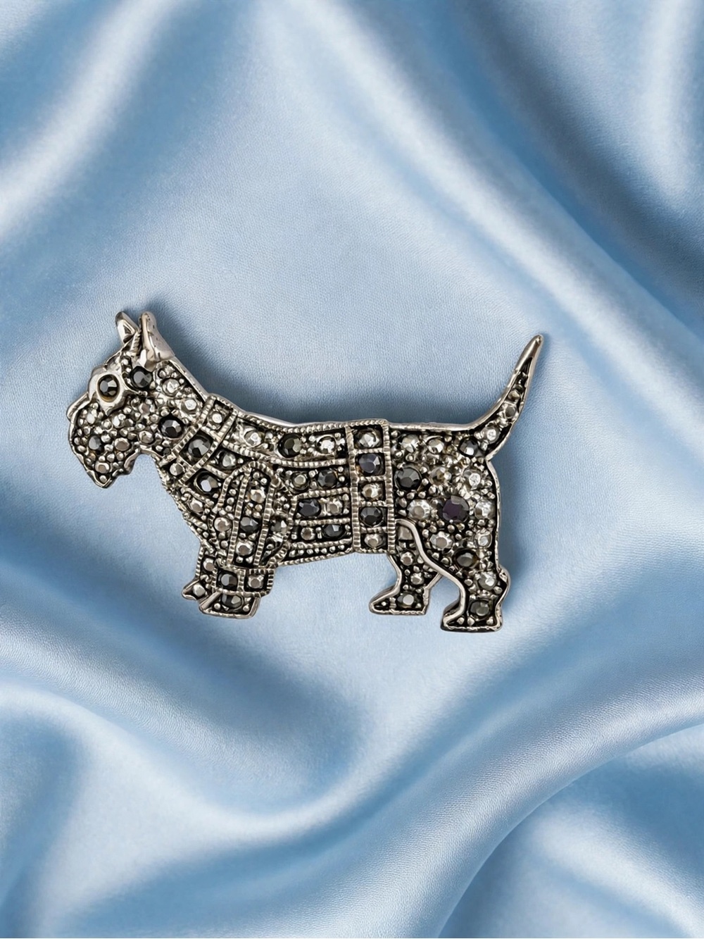 jcpenney Silver and Black Scottish Terrier Dog Brooch
